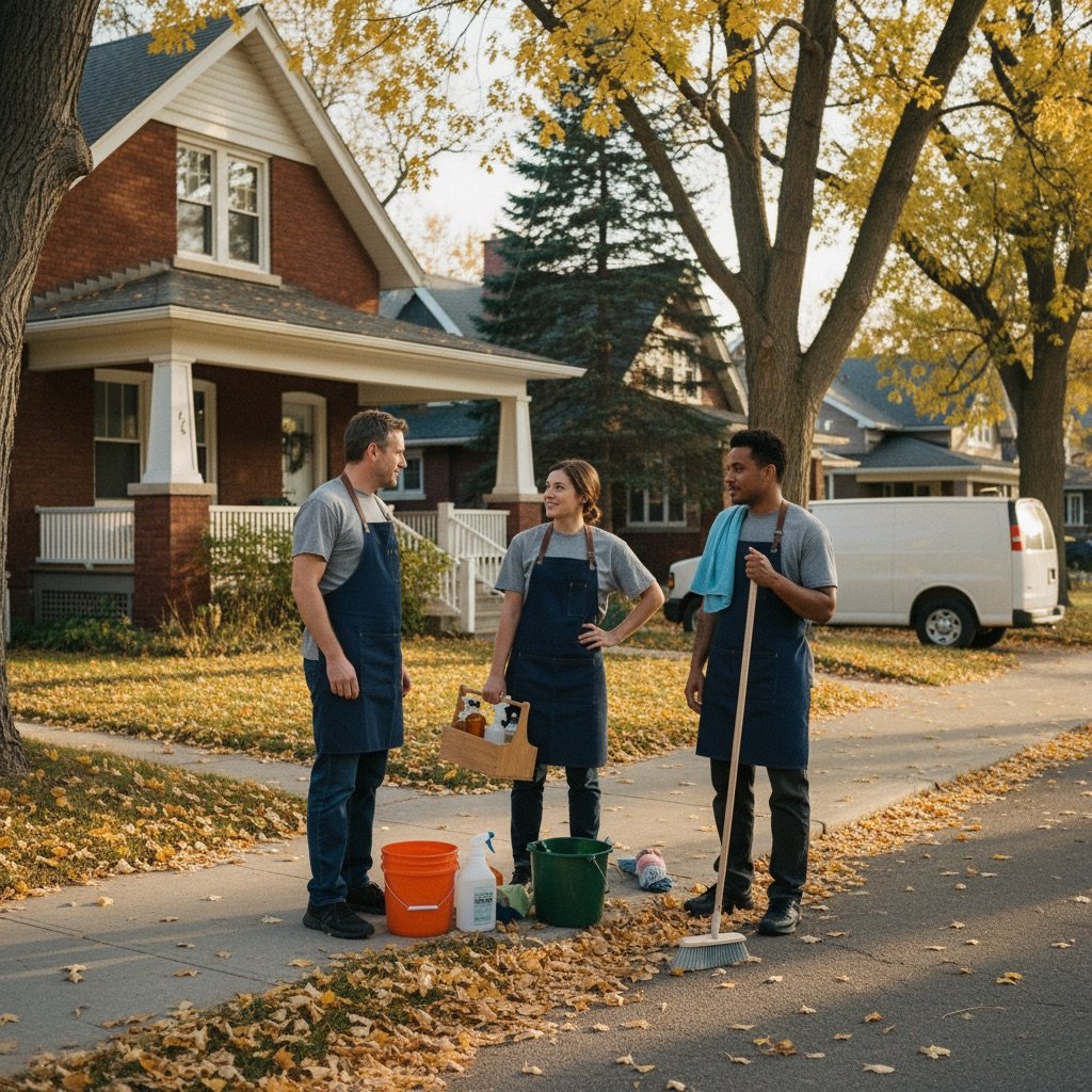 The West Cleaning crew on a Winnipeg sidewalk at the end of a workday.